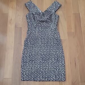 Yoana Baraschi Blue Midi Blue‎ and Gold Spotted Metallic Dress B2D100